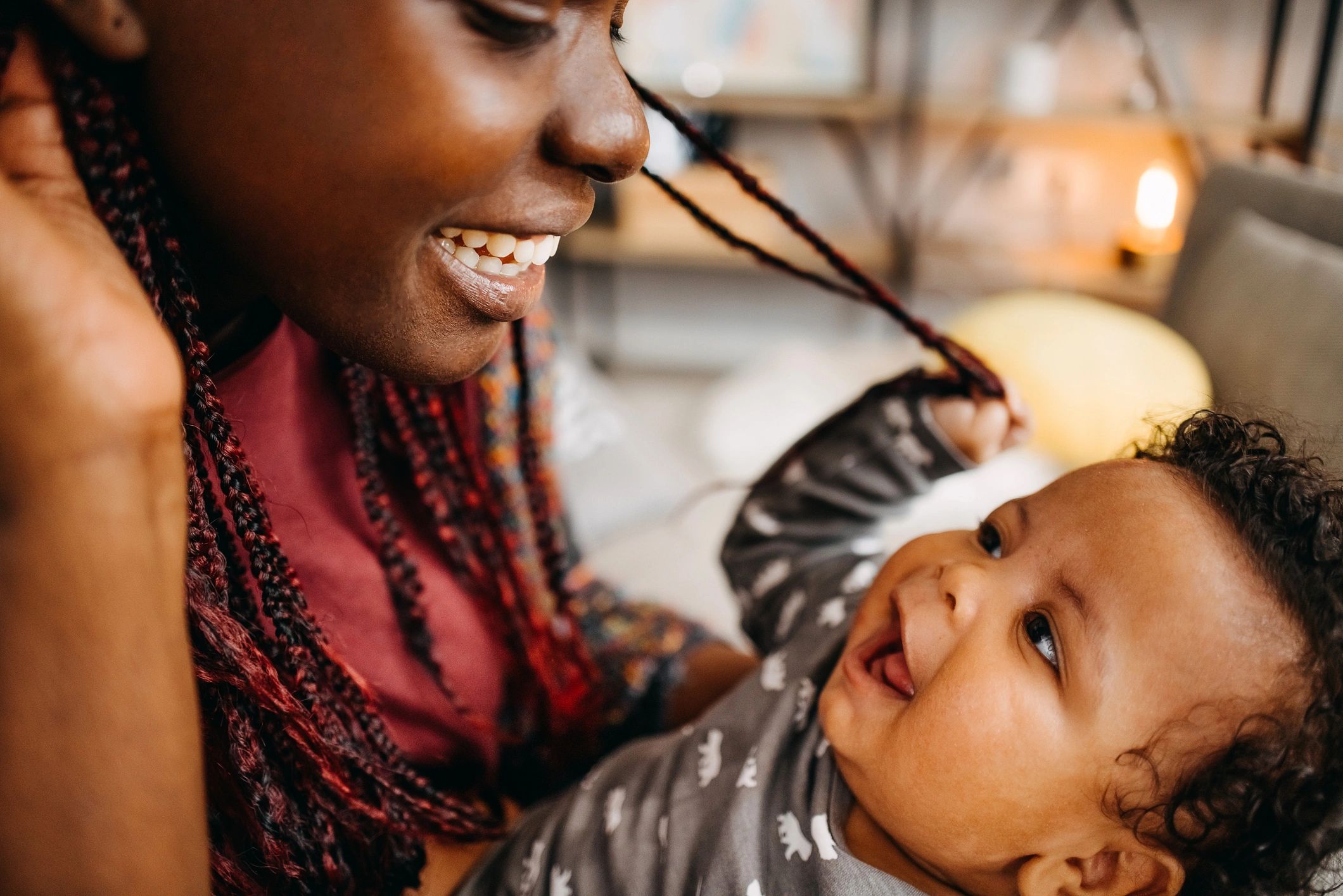 New mother spending time with her newborn baby
